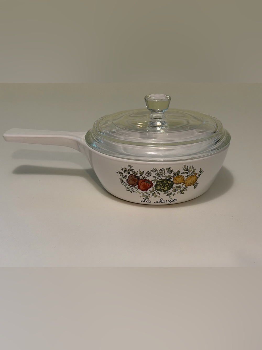 Vtg Corning Ware Spice of Life "La Sauge" 1-Pint Saucepan P-81-B w/ Glass Lid